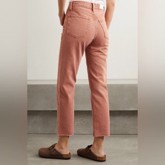 RE/DONE 70s High Rise Stove Pipe Straight Leg Jeans Red Burnt Orange size 24 - Picture 8 of 15